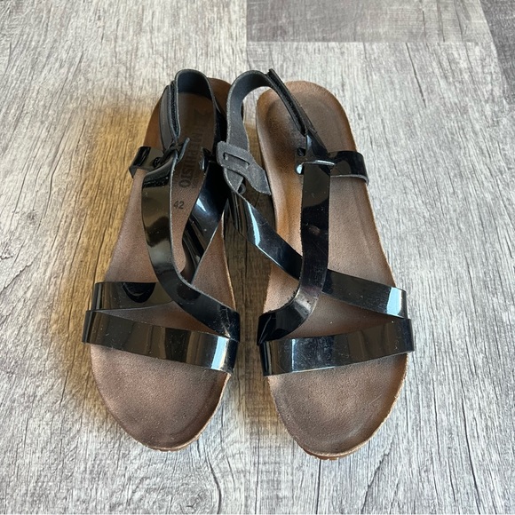 Mephisto Wedges Sandals Black Patent Leather Size 42 - Picture 2 of 9